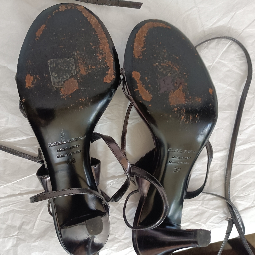 Isabel marant metallic heels size 38 ankle strap - Picture 9 of 15